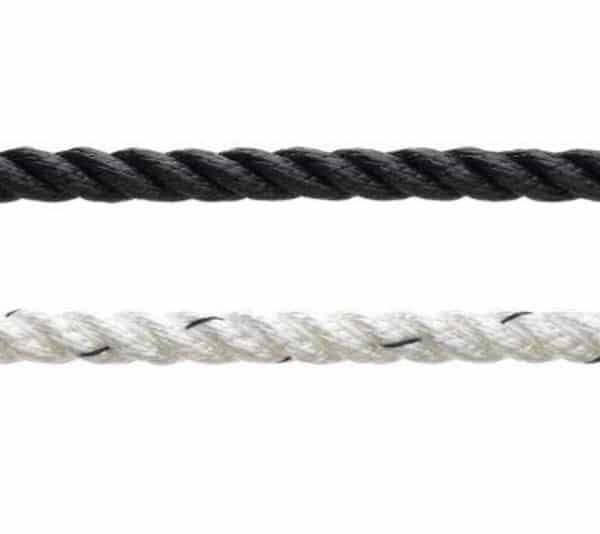 3 strengs polyester Marlow ankerlijn meerlijn zwart of wit