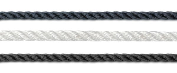 3 strengs polyester U-rope ankerlijn meerlijn zwart, navy of wit