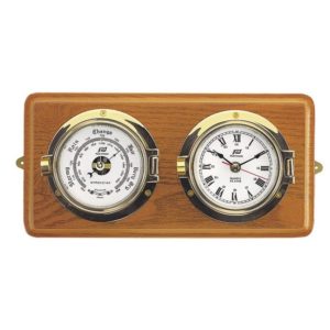 Klok en barometer 3 inch op houten basis