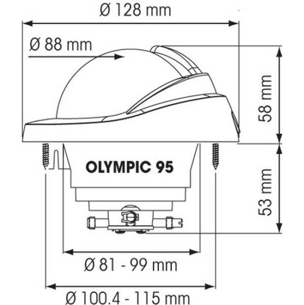 afmetingen kompas Olympic 95 wit/witte roos conisch kompas