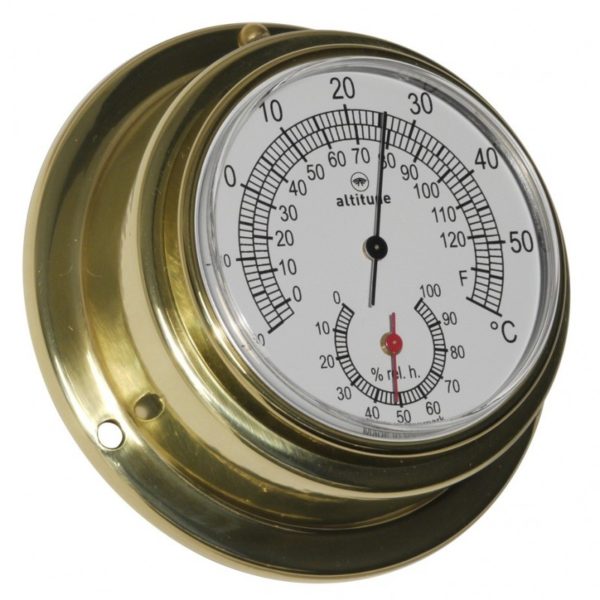 Thermometer / hygrometer Altitude messing front loaded